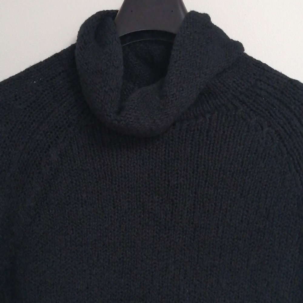 Eileen Fisher black turtle neck sweater, pullover, very soft texture, sz lrg